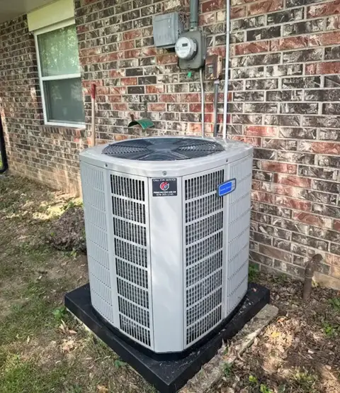 Residential HVAC unit installed for a customer in Springdale, Arkansas.